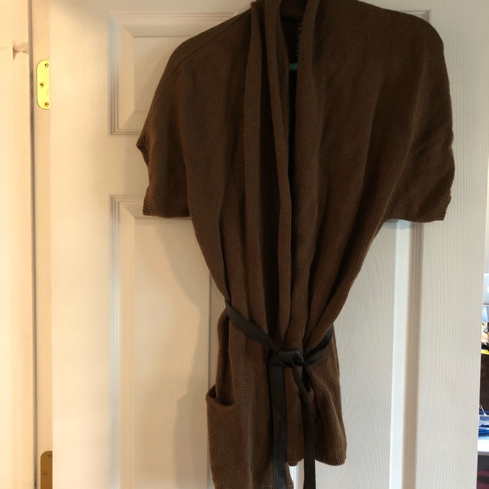 Payton Cardigan in Brown with the faux leather belt. Size M.